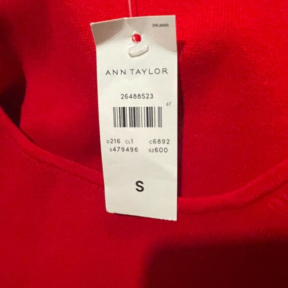 Ann Taylor Sweater Dress Red Fitted Knit‎ Lace Cut Out Midi Sleeveless Stretch S - Picture 4 of 10